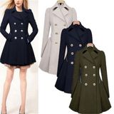 Winter Womens Lapel Wool Cashmere Long Parka (50107)