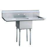 Stainless Steel One Compartment Kitchen Sink with Left / Right Drainboards