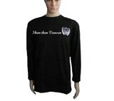 Dark Blue Long Sleeve Round Neck T Shirt with Embroidery Logo