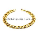 22cm Gold Plated Mens Stainless Steel Cuban Chain Bracelet