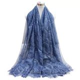 Lady's Flourish Embroidery Chiffon Stole in Plain Color (Hz52)