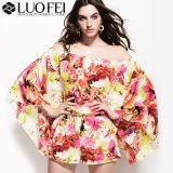 Lady Loose Fit Flower Print Flare Sleeve Jumpsuit Dress