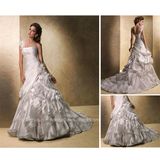 Detachable One-Shoulder Puffy Wedding Gown Bridal Dress