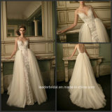 Sheer Back Lace Wedding Gown Distouchable Train Bridal Dress Lb16254