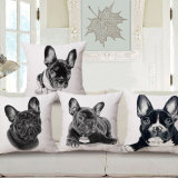 Cotton Linen Lovely Dog Printed Throw Pillow Case Without Stuffing (35C0052)