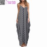 Geometric Print V Neck Spaghetti Strap Maxi Dress L51414