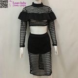 Black Graceful Sexy Two-Piece Lace Skirt Set L28215