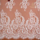 White Chantilly Lace Scroll Border Embroidery Floral French Lace Fabric for Wedding Dress