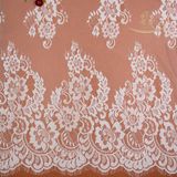 White Chantilly Lace Scroll Border Embroidery Floral French Lace Fabric for Wedding Dress