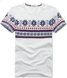 Men Ethnic Print White Fashion Fit Cotton T-Shirt