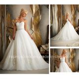 Empire Sweep Train Embroidary Princess Bridal Gown Tulle Wedding Dress