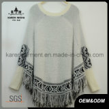 Fringed Aztec Knit Fluffy Poncho Latest Women Sweater Design