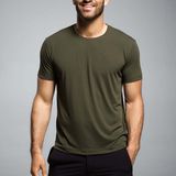 2018 Best Products 95 Cotton 5 Spandex Men's Fitness Plain Army Green T-Shirts