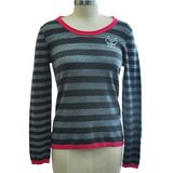 100% Cashmere Striped Pullover Women Knitwear