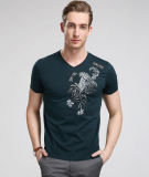 Custom Printed V-Neck T-Shirt with High Quality for Men (2015FC-08)