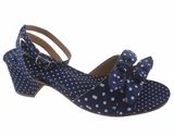 Suede Floral Spot DOT Sandals Thick Heel Logo Flag Shoes