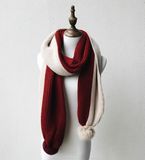 Womens Unisex Winter Warm 2 Tone Knitted Scarf with POM POM (SK161)