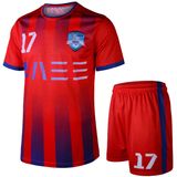 Custom Red Blue Sublimated Soccer Uniforms with Logo
