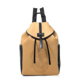 Fashion Design Custom Khaki Canvas Mix Leather Laptop Backpack