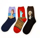 Custom Fashion Oil Painting Jacquard Cotton Knee High Unisex Sock