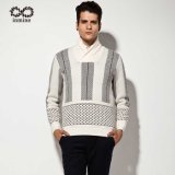 Wool Acrylic ODM Patterned Shawl Collar Man Knit Sweater