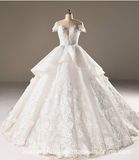 Flora Bridal Ball Gowns Lace Tulle Short Sleeves Wedding Dress 2018 B32