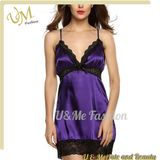 Enchanting Satin Chemise Strap Nightgowns Sleepshirts V Neck Backless Lace Sleerpwear