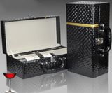 High-End Black Diamond Graining Leather Wine Box