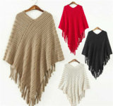 Latest Design Ladies Fancy Tassels Sweater Ponchos and Capes Shawls