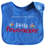 Custom Letters Embroidered Blue Cotton Terry Baby Bib Wear