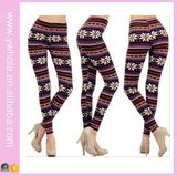 Plus Size Xmas Snowflake Fleece Warm Stretch Pants (14341)