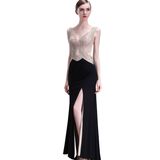 Beadling Slim Fitting Chiffon Split Cocktail Evening Prom Party Dress