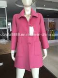 Ladies Fashion Knee Length Long Wool Coat Outerwear