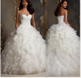 Organza Bridal Ball Gown Strapless Lace Corset Wedding Dress Mrl1723