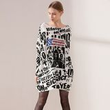 Fashion Style Women's Full Printing Long Sweater Pullover Round Neck Wholesale Customrize