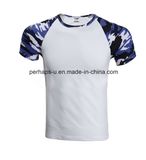 Cool Mens Cotton T-Shirt with Camo Print Sleeve