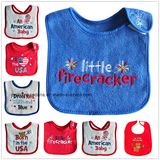 OEM Produce Customized Logo Embroidered Cotton Terry Baby Bandana Baby Drool Bib
