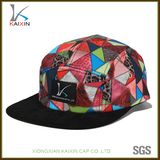 Custom Leather Hat Floral Suede Flat Bill 5 Panel Cap