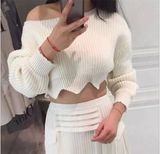 New Arrive Ladies Short Irregular Hem Knitting Sweater Fashion Pullover Young