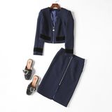 a New Fashion Two-Piece Suit with a Short Coat and Waist Skirt