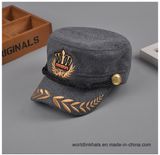 Cotton Vintage Embroidery Short Brim Service Baseball Cap with String