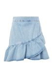 2017 High Quality 100% Cotton Moto Denim Ruffle Ladies Skirts