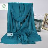 Tr Cotton Plain Shawl with Fringe Lady Fashion Scarf Factory