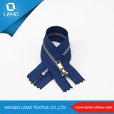 #8 Metal Zipper with Gold Color Teeth for Leather Jacket