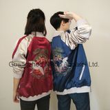 Custom Stylish Embroidered Logo Luxury Silk Satin Jacket