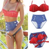 Sexy Women Bikini Bandeau Push up High Waist Swimwear (14344-2)