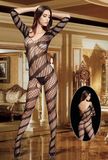 Half Sleeve Stripe Crotchless Bodystocking 8709