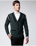 Manufactory Pure Colour V Neck Man Sweater Cardigan