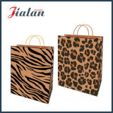 Brown Kraft Paper Leopard Printed Shopping Carrier Gift Paper Bag