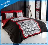 Black Slogan Theme Polyester Duvet Cover Bedding Set